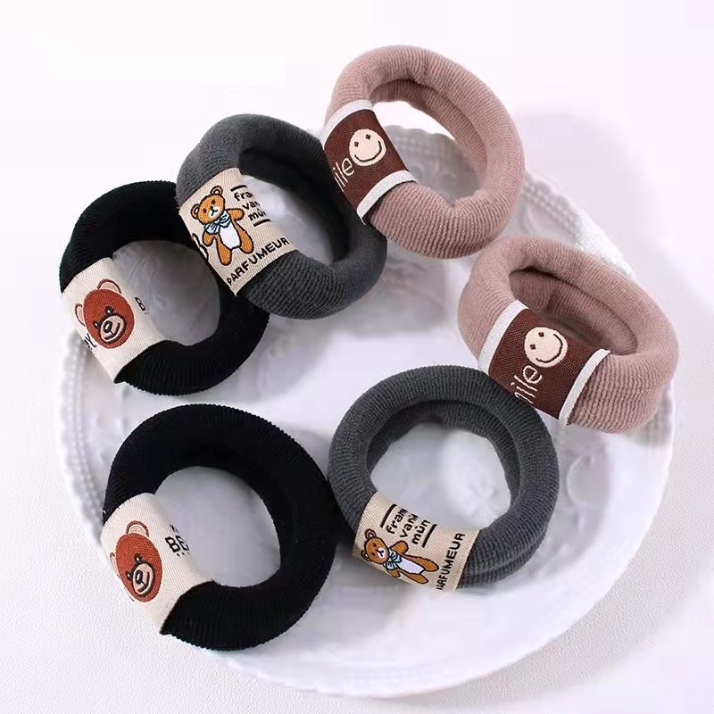 Dây Buộc Tóc Bằng Da Cao Su Co Giãn Không Đường May Phong Cách Hàn Quốc