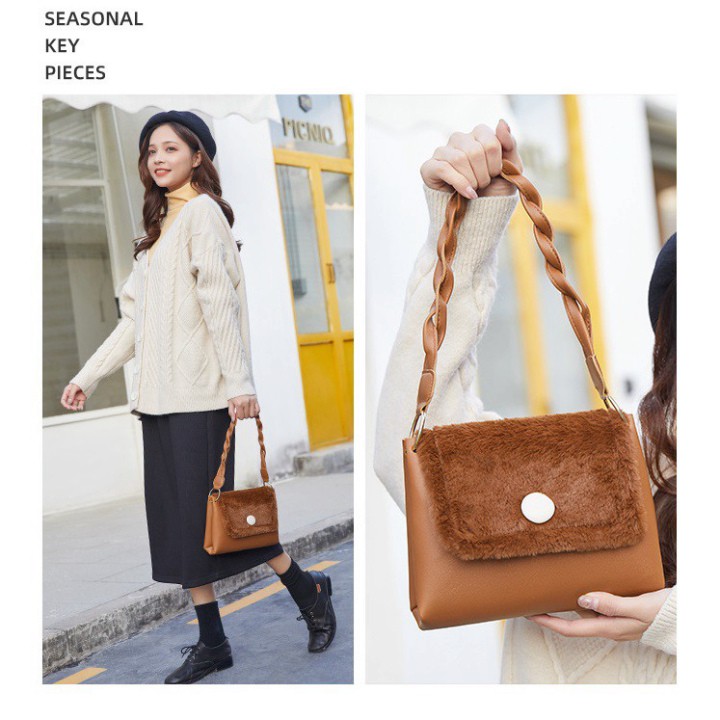 Túi kẹp nách, túi đeo chéo phối lông cừu xinh xắn dễ thương TX29 - Chip Xinh Boutique | BigBuy360 - bigbuy360.vn