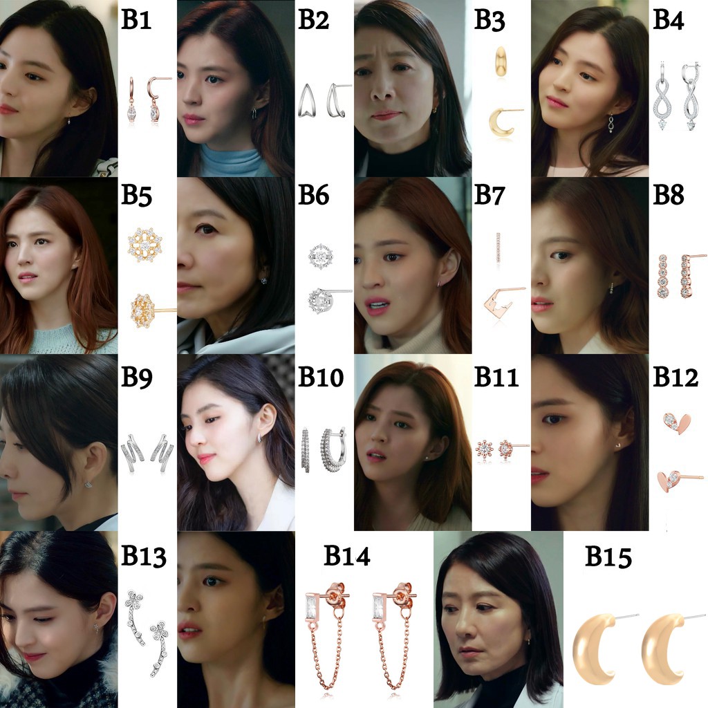 Bông tai/dây chuyền bạc 925 mô phỏng theo phim Hàn Quốc hợp thời trang nhiều kiểu dáng tùy chọn