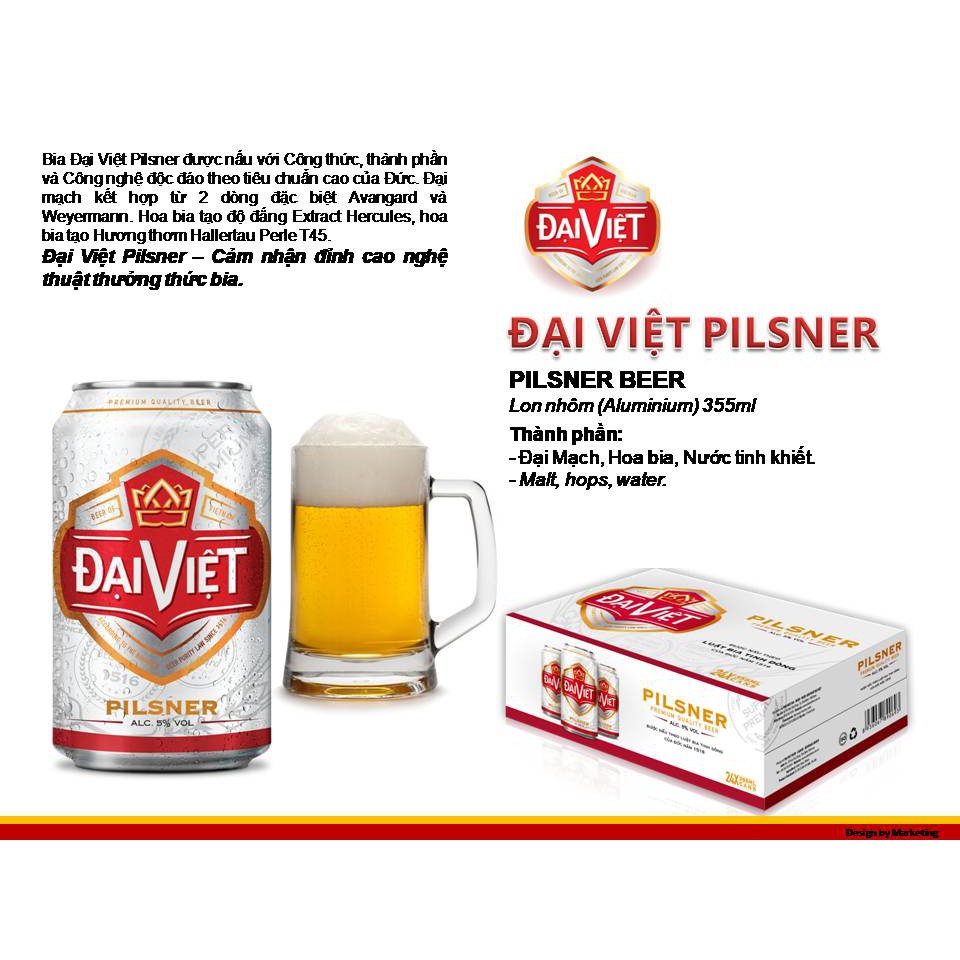 [thùng] 24 lon Bia lon Đại Việt Pilsner 330 ml