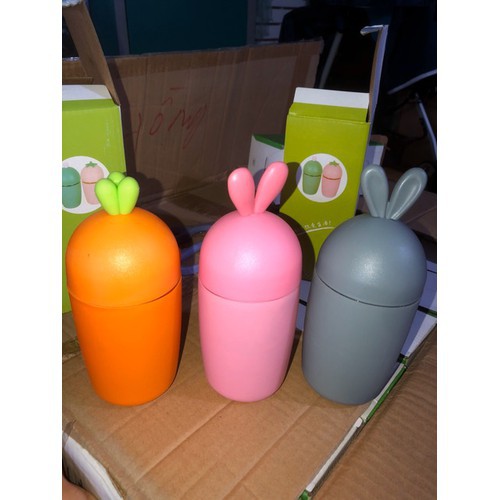 Bình Nước Thủy Tinh 400ml - Bình Chịu Nhiệt, Giữ Nhiệt Tối Ưu Hình Thỏ Và Cà Rốt 6767