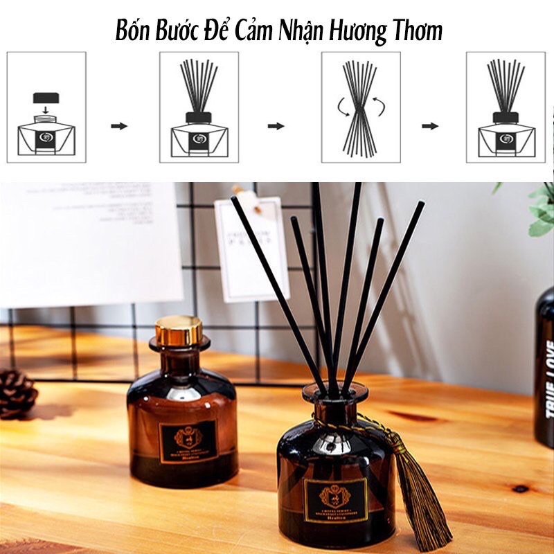 Lọ Tinh Dầu Que Gỗ Thơm Phòng Tự Khuếch Tán 50ML sử dụng trong phòng khách, phòng ngủ, phòng tắm, phòng làm việc.