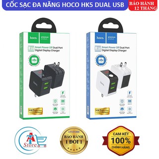 Cốc Sạc Nhanh Đa Năng Hoco HK5 Dual USB Chính Hãng - Cốc Sạc Tự Ngắt - Có Màn Hình LED - BH 12 Tháng