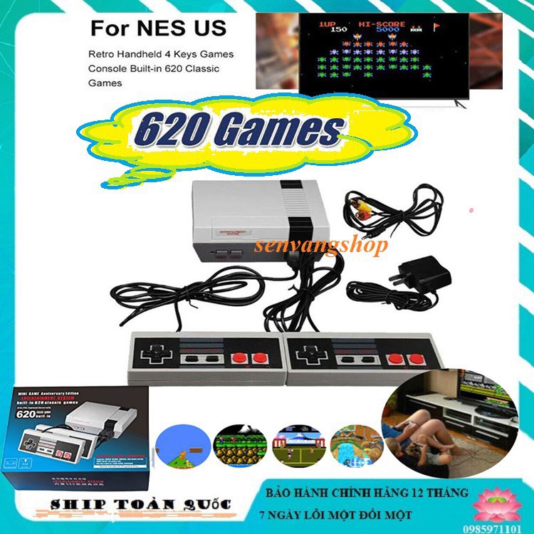 Máy Chơi Game Cổ Điển Fc compact 500 - NES Classic 619 Trò Chơi : Contra/  Mario/  xếp gạch,...Bộ game 4 nút tuổi thơ