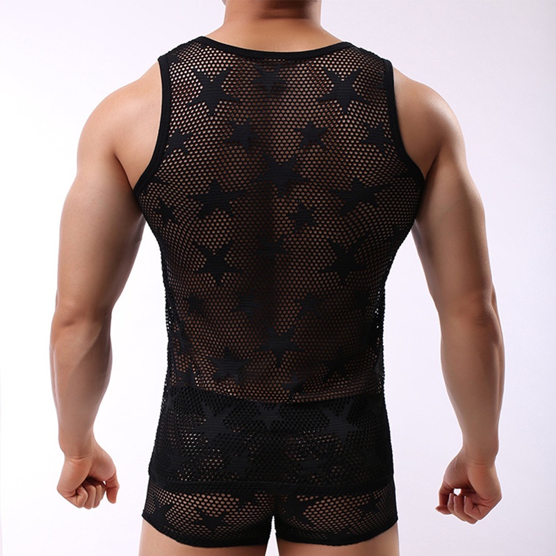 Áo Ba Lỗ Nam Phối Lưới Thời Trang Gợi Cảm