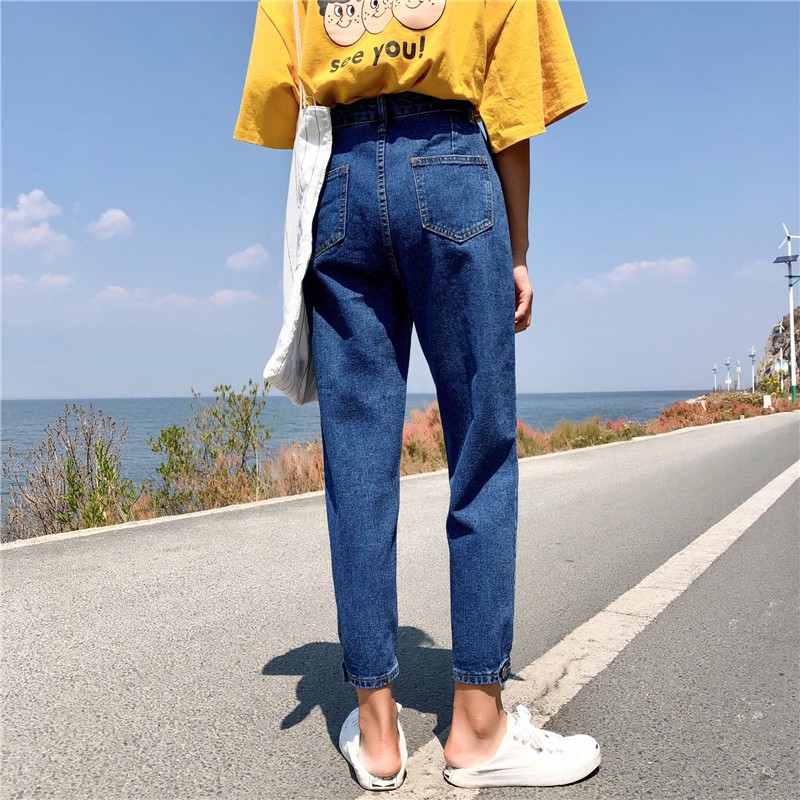 Quần jean Ulzzang quần bo gấu eo cao quần bò Nữ | BigBuy360 - bigbuy360.vn