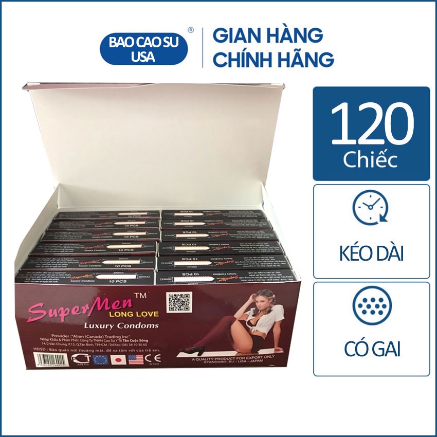 [Cực Rẻ] Bao cao su Super Men có gai và kéo dài quan hệ 120 cái