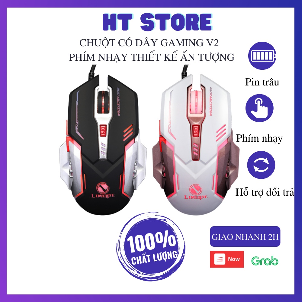 Chuột Gaming Có Dây Limei V2 Phím Nhạy Thiết Kế Độc Lạ Có Đèn LED Phát Sáng Nhiều Màu Phong Cách