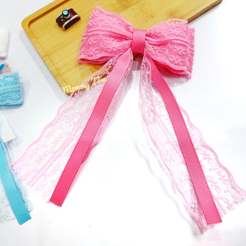 1 chiếc dây buộc tóc Nơ đuôi dài handmade cho bạn gái,Handmade Mẹ Tôm