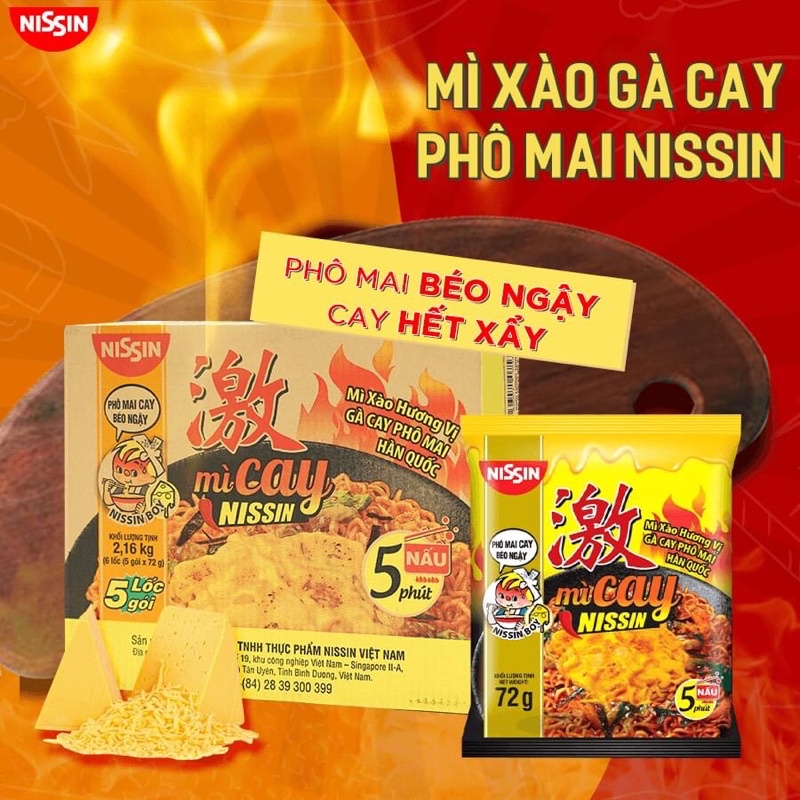 Mì CAY PHÔ MAI NISSIN Thùng 30 Gói