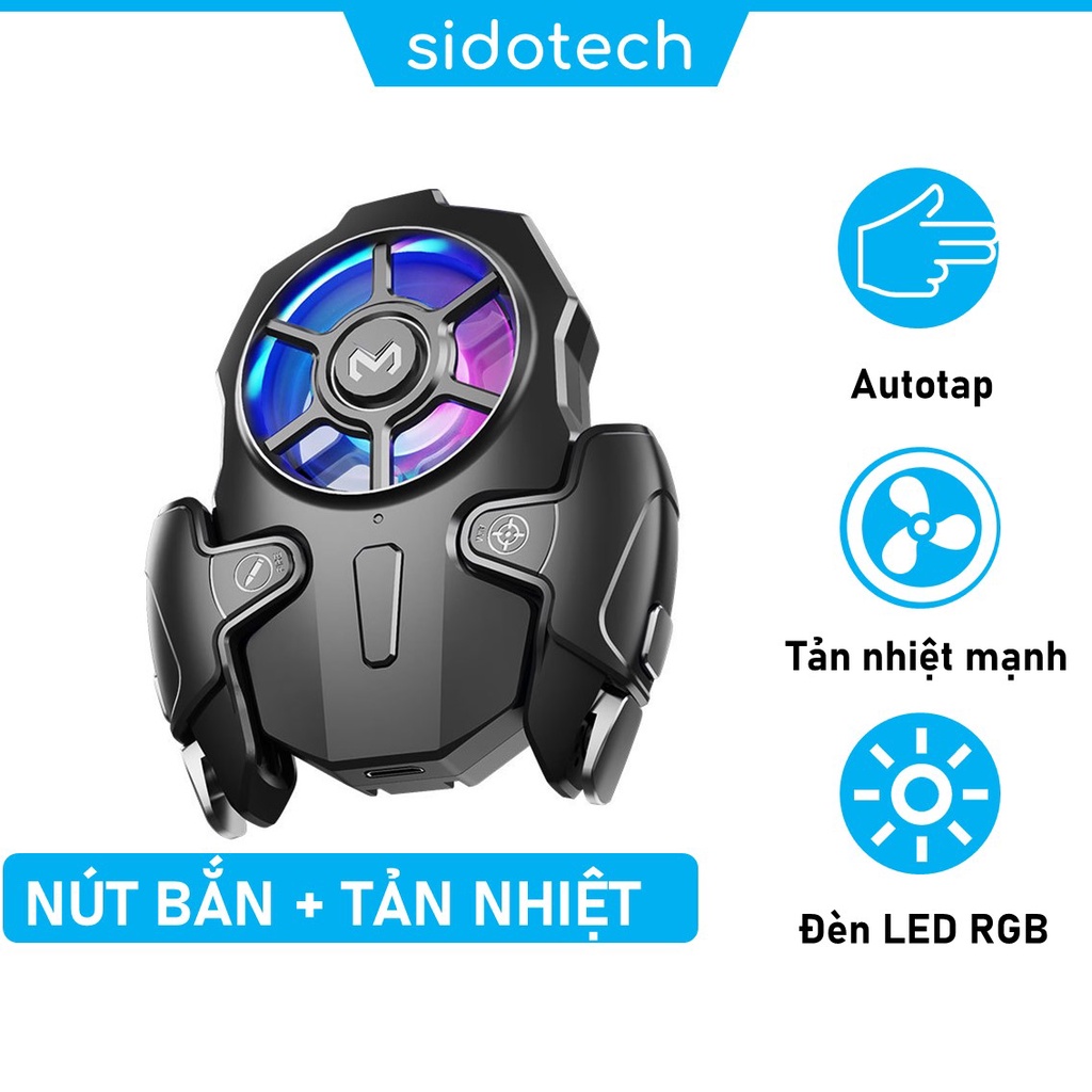 Nút bắn PUBG kèm quạt tản nhiệt SIDOTECH Memo AK03 auto tap freefire mobile liên quân tốc chiến làm mát tản nhiệt gaming