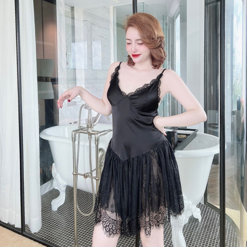 Váy ngủ sexy MIKY, Đầm ngủ sexy lụa Latin Chất Siêu Mát Dáng Siêu Xinh &lt; 65kg