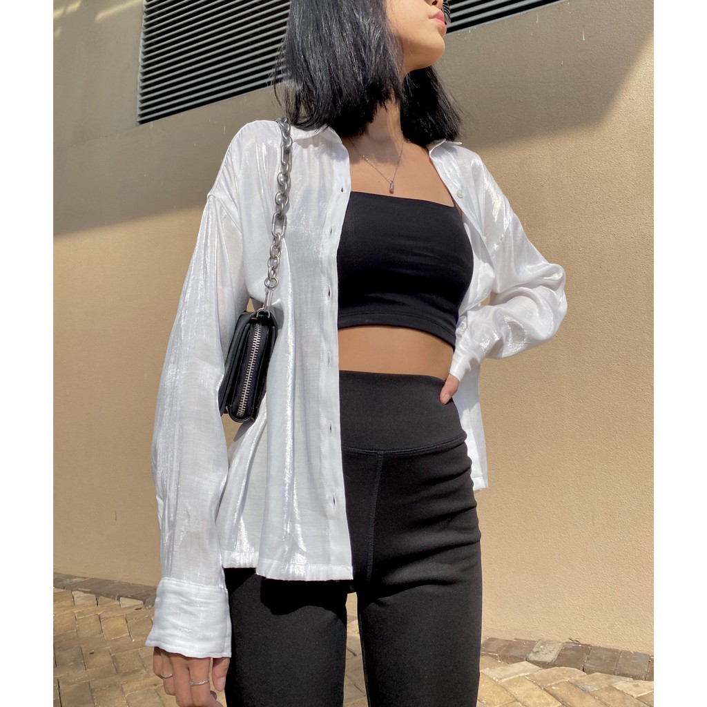Là min - Áo Sơ Mi Trắng Sheer Oversized Shirt