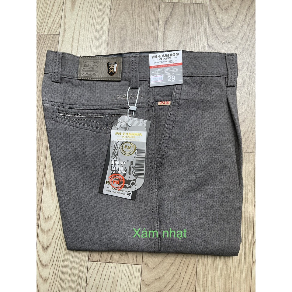 Quần kaki nam trung niên ống suông xếp ly cao cấp KK068- Xưởng may Phúc Hằng
