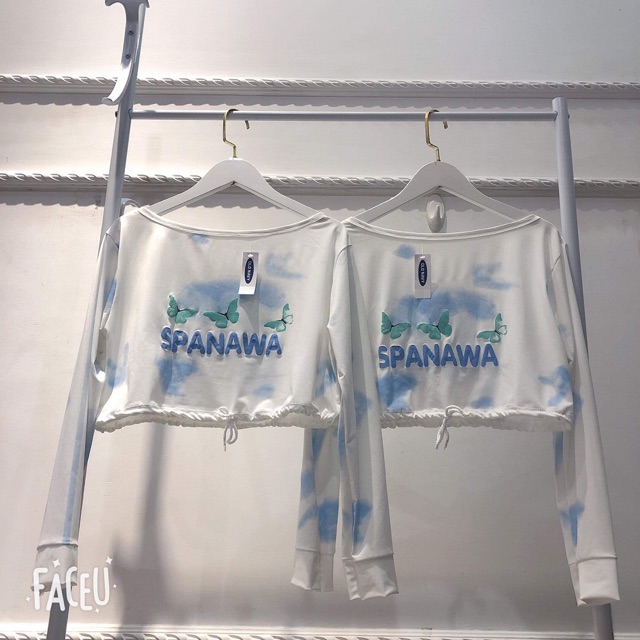 Áo Croptop Nữ Trễ Vai SPANAWA 🦋 Áo Crt Dài Tay Dây Rút Dáng Ngắn 🦋