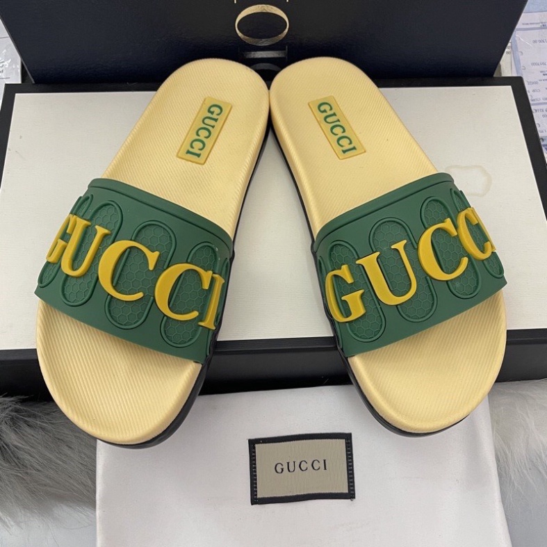 (Có Video + Ảnh Thật) Dép Gucci hoa văn GC Đế cao su thiên nhiên chống thấm nước - Dép Quai Ngang giới tính trang điểm t