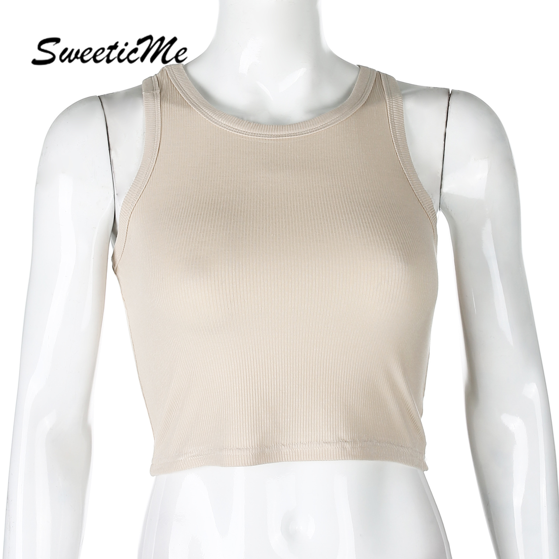 Áo Croptop Dệt Kim Cổ Tròn Màu Trơn Thiết Kế Quyến Rũ Thời Trang Cho Nữ | BigBuy360 - bigbuy360.vn