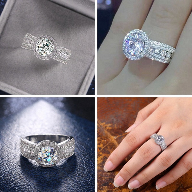 Nhẫn hợp kim đính đá Sapphire lấp lánh cho nữ