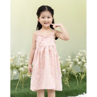 Xả kho lẻ size đầm váy hè bé gái 2 dây, hoạ tiết hoa cúc, hàng thiết kế đủ size 8-26 ký