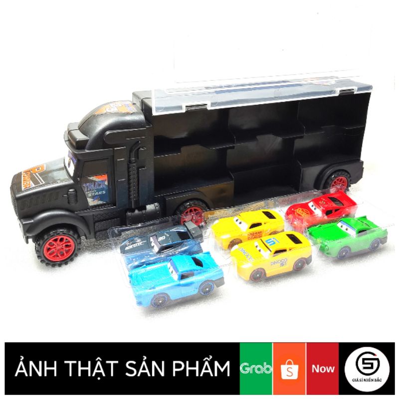 Xe tải đồ chơi xe container xe kéo kèm 6 xe con Kim Loại