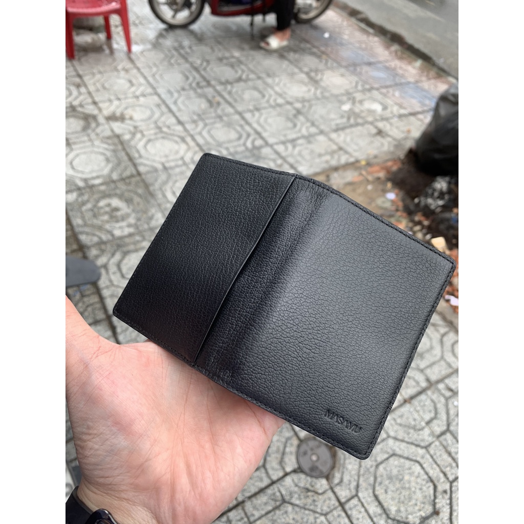Ví da bò đựng card Masamu màu đen
