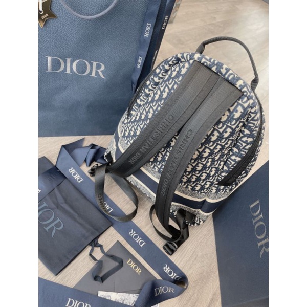 __Dior Backpack Blue Dior Oblique