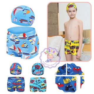 Quần bơi trẻ em, sét quần bơi kèm mũ cho bé trai chất liệu cao cấp họa tiết dễ thương Zô Zô Ba size từ 10 đến 32kg