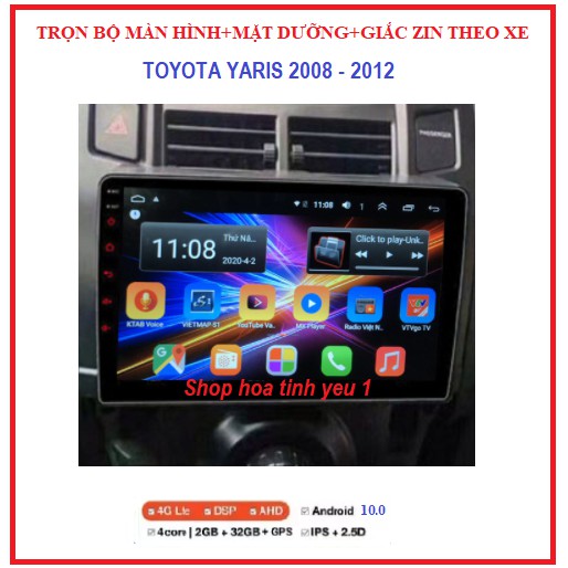 Bộ màn hình DVD Android+ mặt dưỡng xe Toyota Yaris 2008-2012,MÀN hình ô tô giá rẻ,phụ kiện xe hơi, BẢO HÀNH UY TÍN.