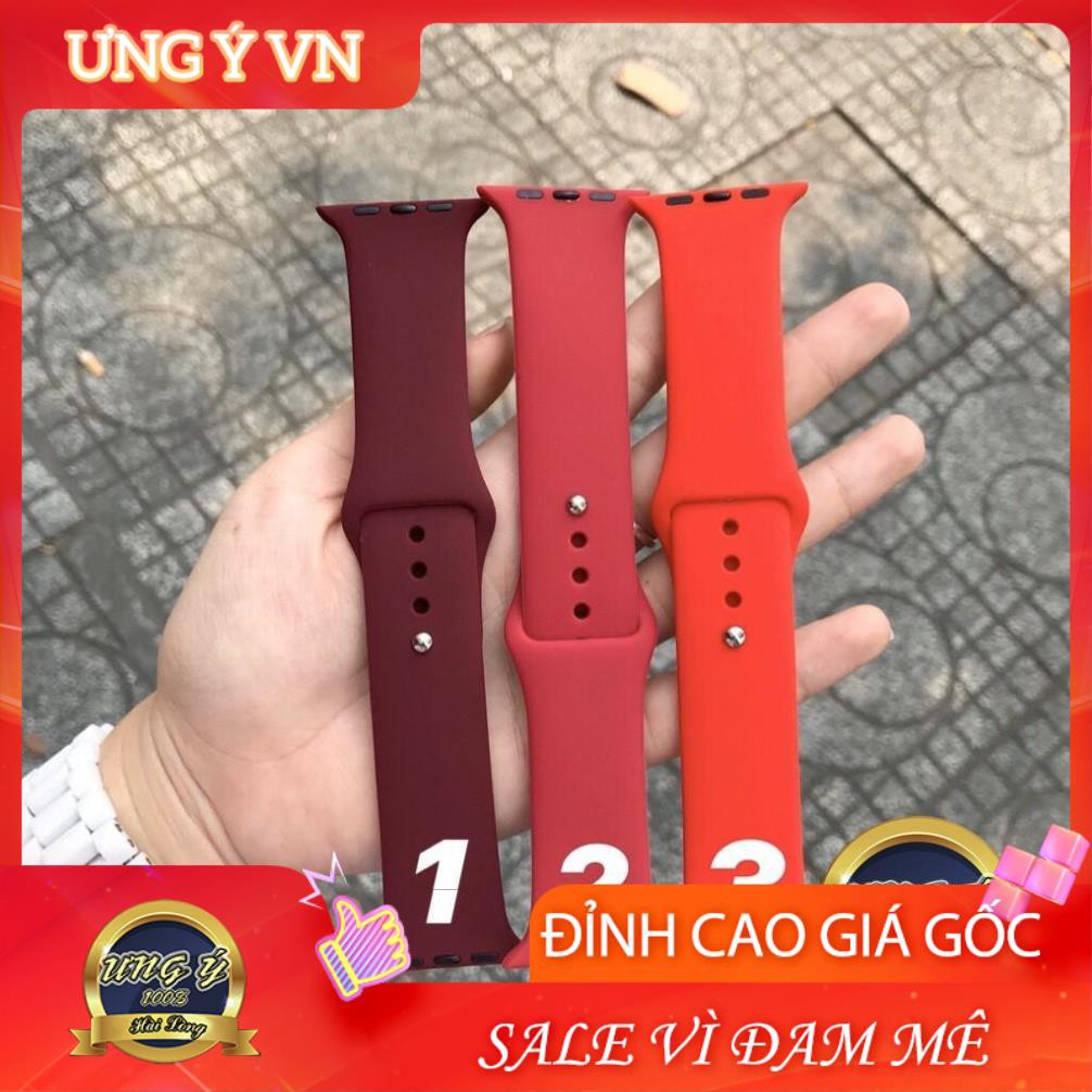 Dây đeo cao su Apple Watch tone màu đỏ, full sz 38/40mm 42/44mm MHIUY20