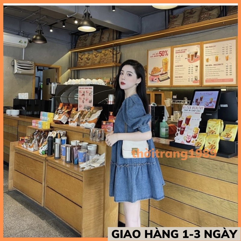 Váy Babydoll Nữ chất Jean 2Tầng Cực Xinh, Đầm Xoè Nữ Tiểu Thư Ngây Thơ Ulzzang Hàn Quốc THỜITRANG1989