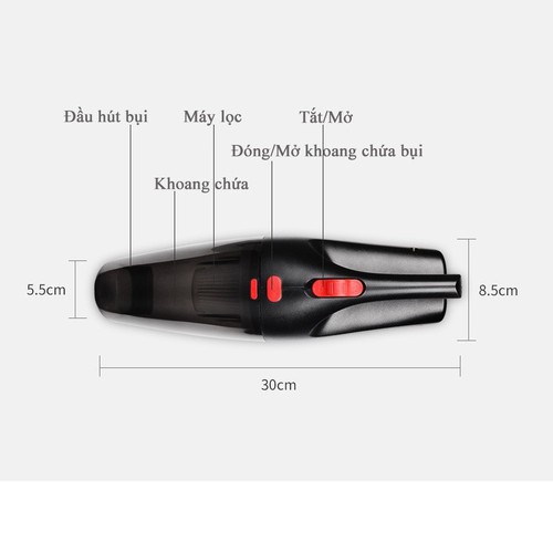 Máy hút bụi xe hơi xe ô tô mini cầm tay hút siêu sạch tiết kiệm thời gian vệ sinh công suất 10w