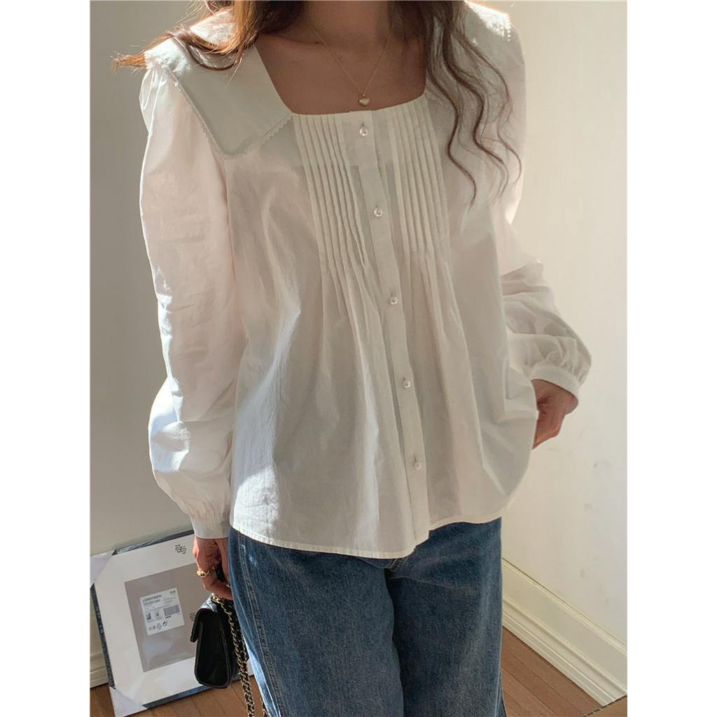 Áo Sơ Mi Cổ MảNh Tay DàI PhốI Ren Phong CáCh Pháp 56644