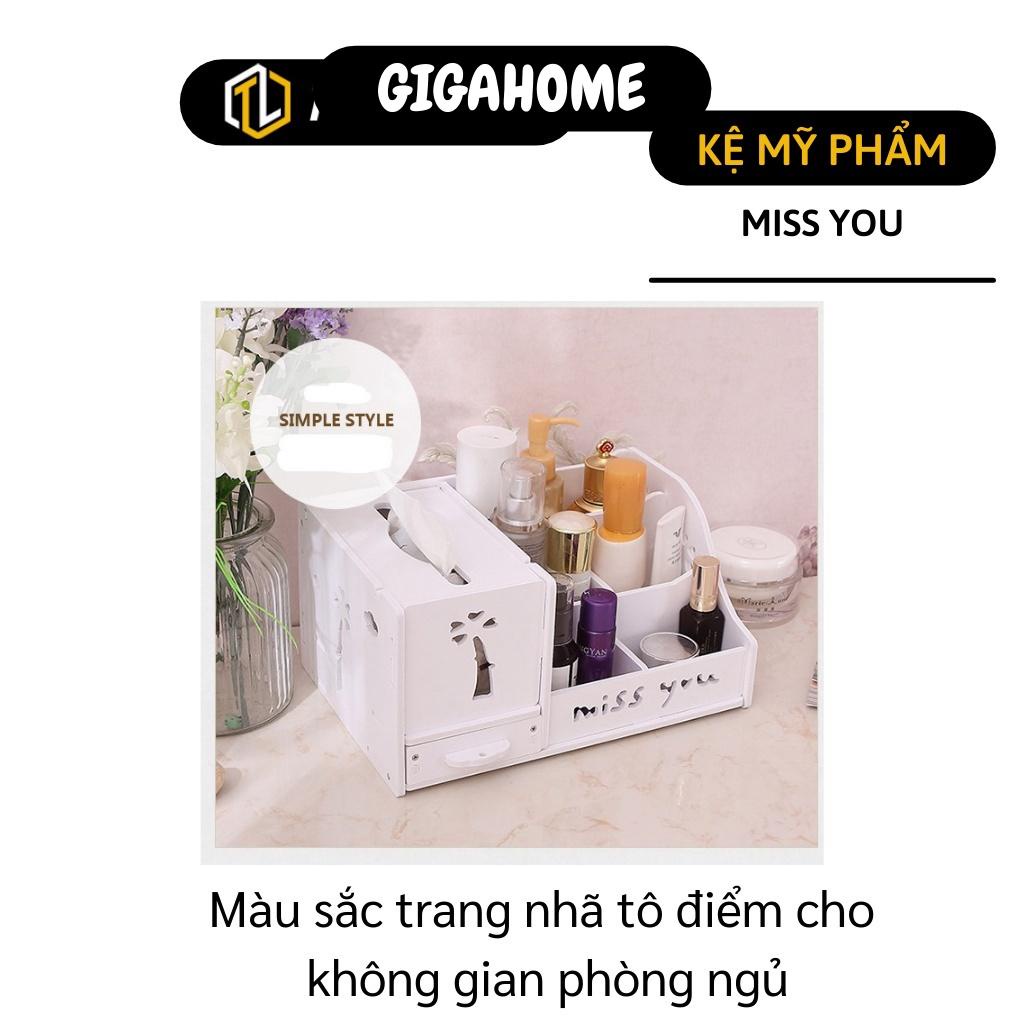 Khay Đựng Mỹ Phẩm GIGAHOME Kệ Đựng Đồ Trang Điểm Nhiều Ngăn, Có Hộp Khăn Giấy Tiện Lợi 8785