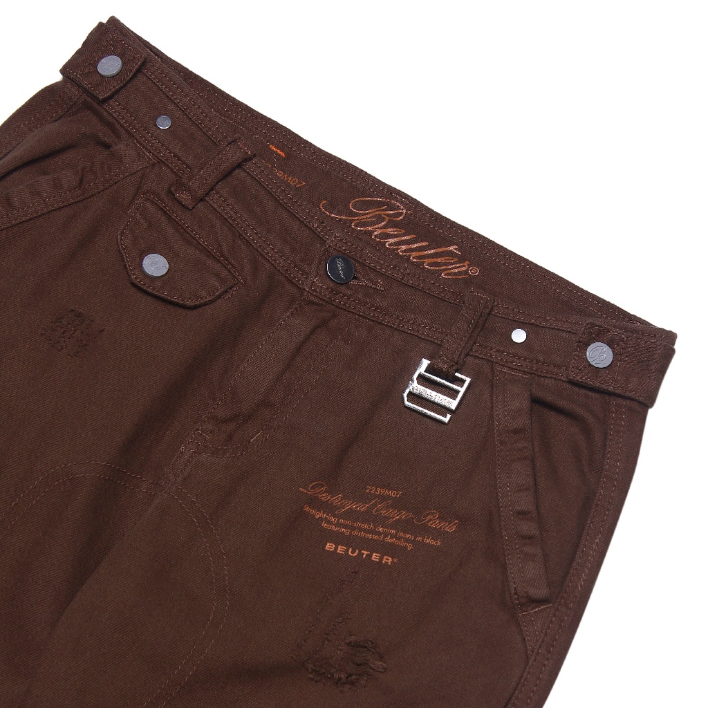 Quần jean nam Beuter Destroyed Brown Cargo Jeans