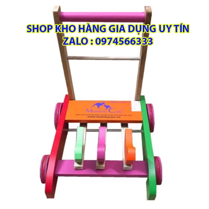 Xe gỗ tập đi 3 con chim cậu bé vàng ( có cán đẩy + gấp gọn )