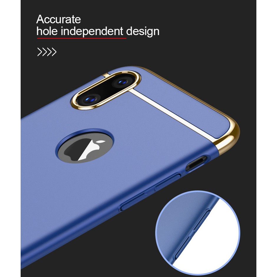 Ốp điện thoại cứng mạ kim loại 3 trong 1 cho iphone XR X XS Max 6s 7 8 Plus XR