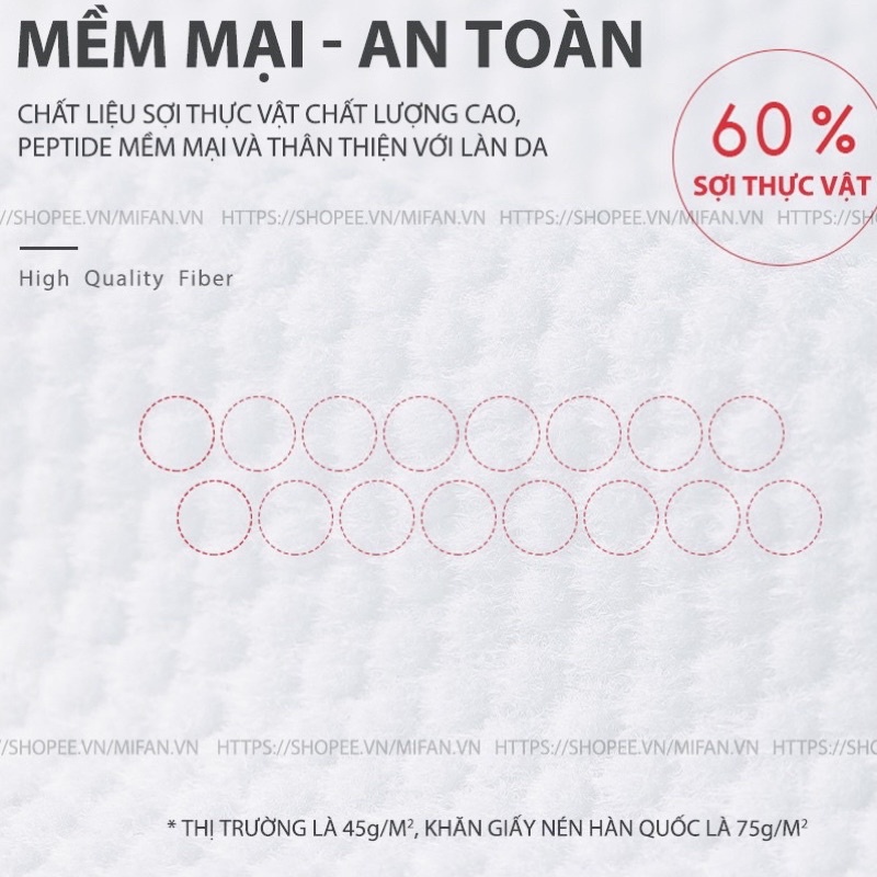 Gói 20 Khăn Giấy Nén Đa Năng Hàn Quốc Siêu Thấm Hút Khăn Lau Mặt Dùng 1 Lần Bông Cotton Tự Nhiên Bông Tẩy Trang