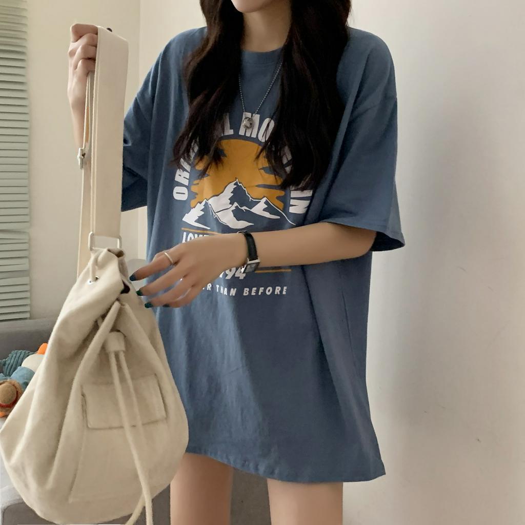 Áo Thun Ngắn Tay In Họa Tiết Phong Cách Hàn Quốc Độc Đáo Cho Nữ