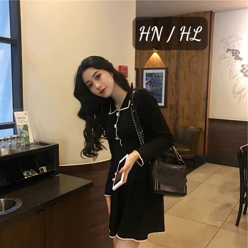 Váy len phối viền