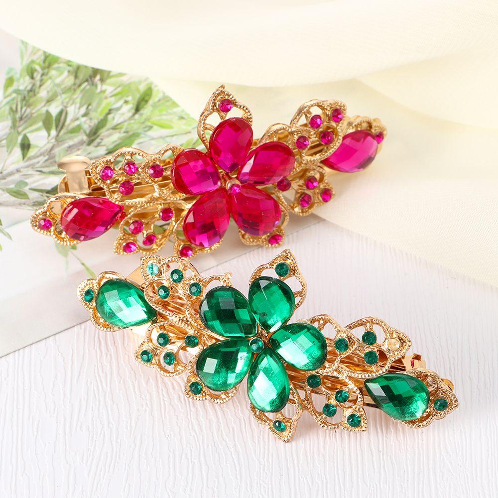 ❦Tôi❦ Kẹp Tóc Hình Hoa Năm Cánh Đính Pha Lê Phong Cách Hàn Quốc