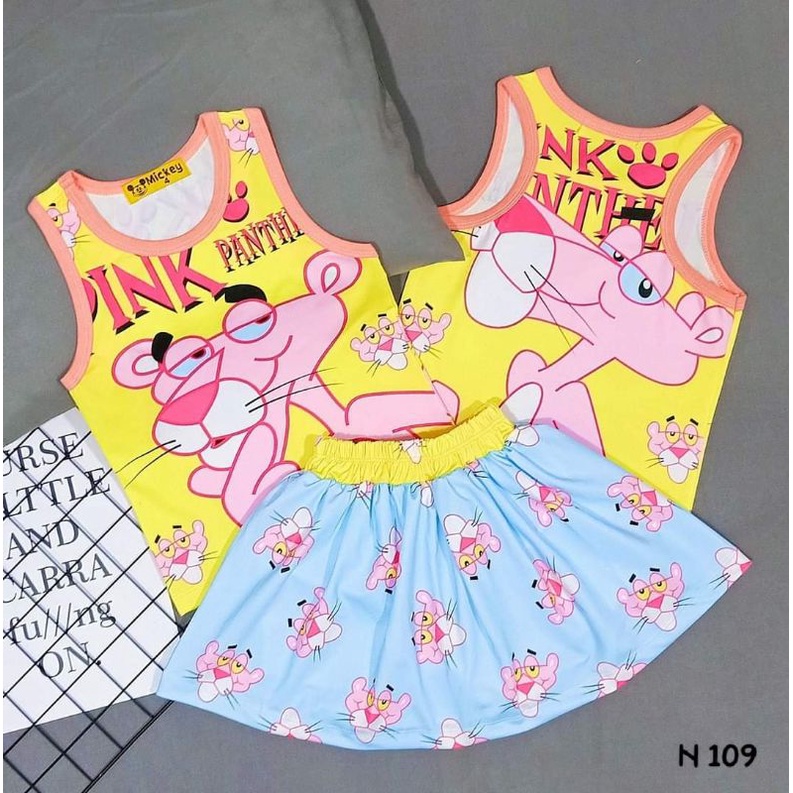 Bộ sát nách váy quần thun lạnh 3d hàng shop cho bé gái size đại