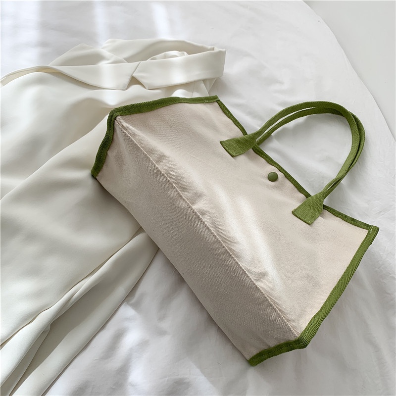 Túi Xách canvas Màu Sắc Tương Phản Thời Trang Cho Nữ