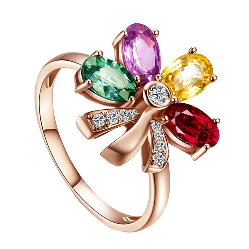 Nhẫn bạc 925 mạ vàng 18K đính hạt đá kim cương thời trang dành cho nữ R993