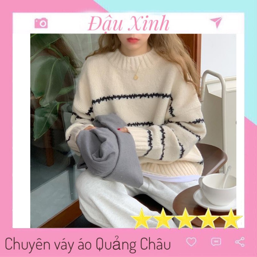 áo len nữ hàn quốc áo rộng dáng ngắn cổ tròn dày đẹp - 201 | BigBuy360 - bigbuy360.vn
