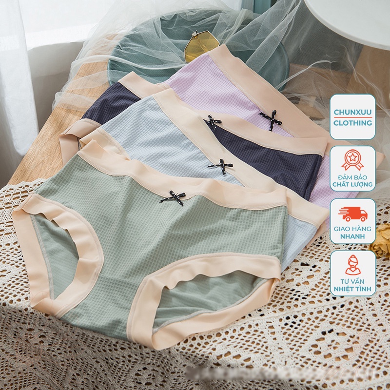 Quần lót nữ cotton mặt lưới phối màu viền chất liệu cao cấp co dãn thoáng khí - Chunxuu QC09
