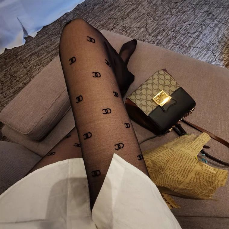 Trắng cao cấp bên sexy đôi c thư Vớ Lụa Màu Đen Đính Đá Kim Cương Chống Móc Phong Cách Mới Dành Cho Nữ