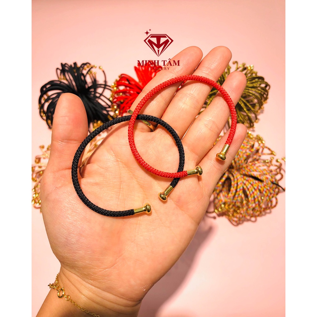 Vòng tay đeo charm 3mm dây cáp bọc vải nhiều màu sắc-Minh Tâm Jewelry