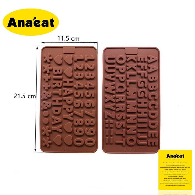 Set 2 khuôn Anaeat bằng silicon làm bánh hình chữ cái và số
