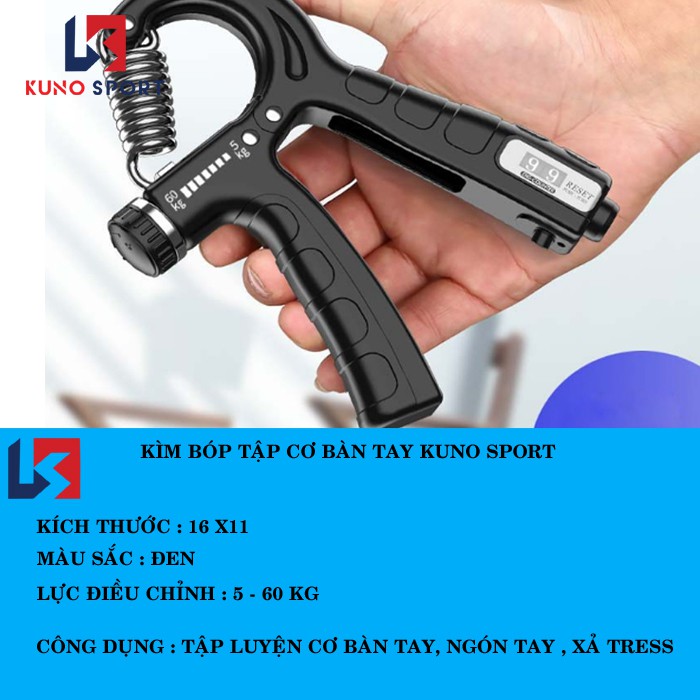 Kìm bóp tập tay chữ R KUNO SPORT chỉnh lực từ 5-60 kg