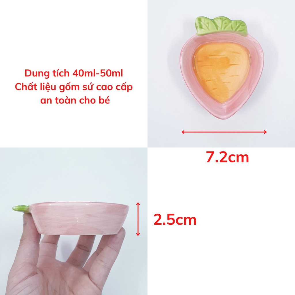 Bát Ăn Dặm Chất Liệu Gốm Sứ Hình Cà Rốt Mini Cho bé 40ml-50ml